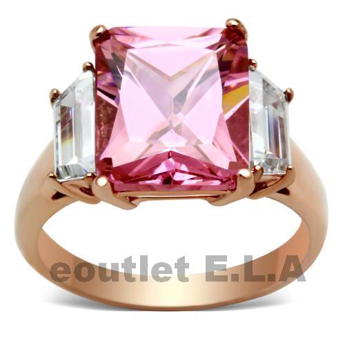 5.5CT CRT PINK SAPPHIRE N CZ ROSE GP RING-size5